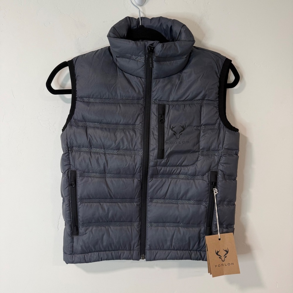FORLOH Kids ThermoNeutral Down Vest M 10 Magnet Grey NEW Water Repellent Puffer